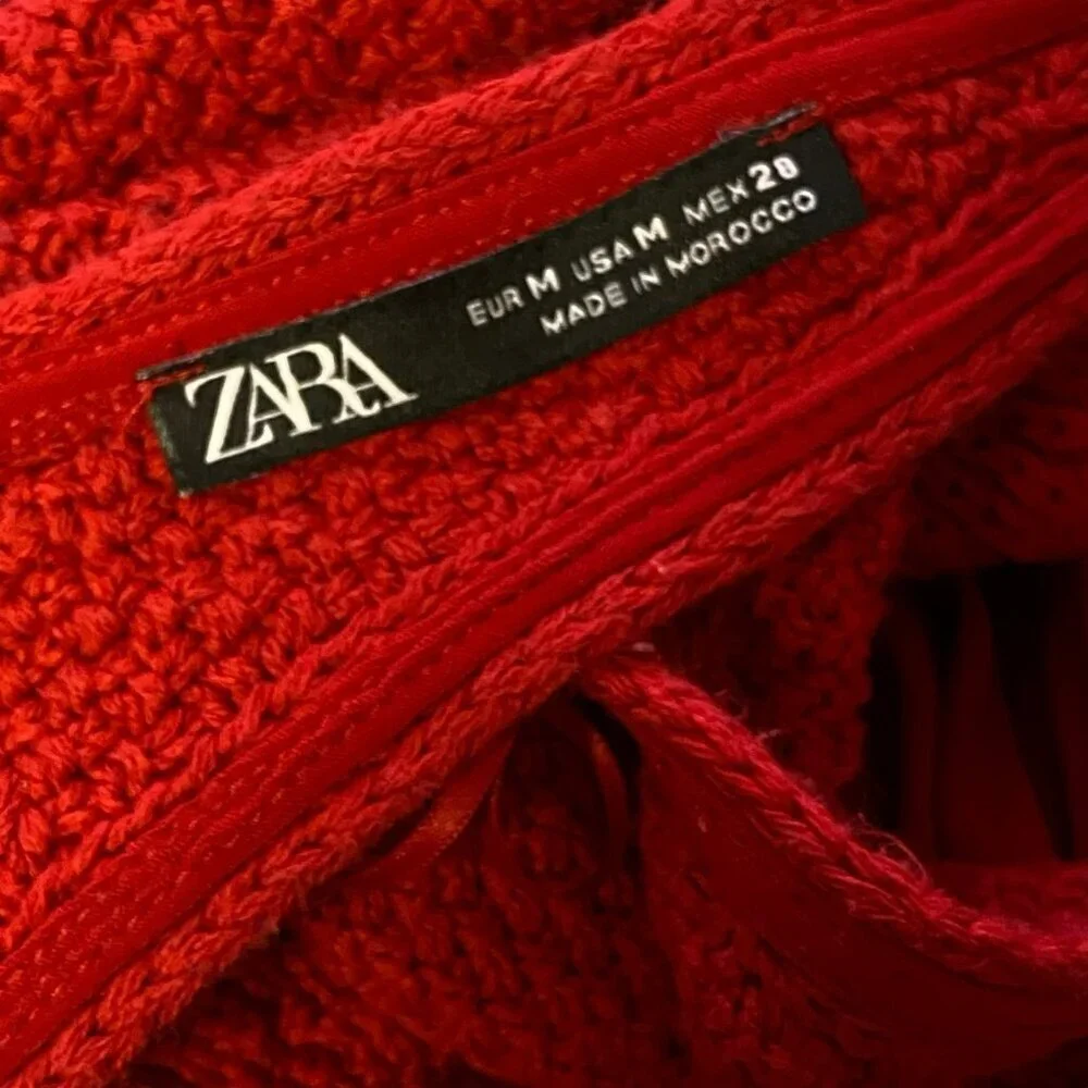 Zara Knit Bodice Midi Dress in Red